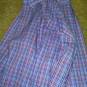 IZOD Advantage Performance 18-18 1/2 34-35 2XL Blue Checker Pattern Dress Shirt
